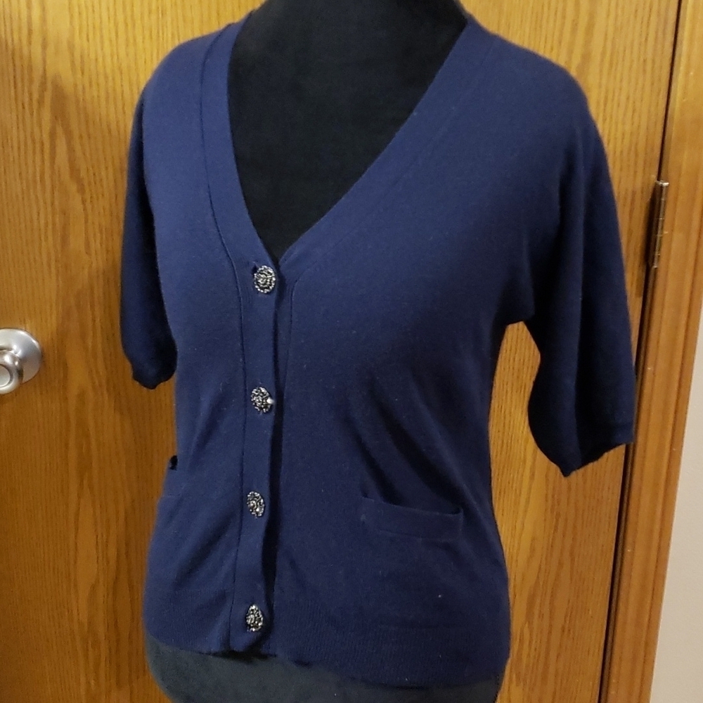 Talbots dark navy NEW with tags wool cashmere angora blend cardigan
